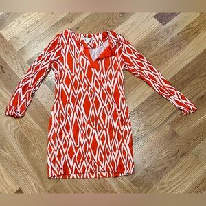 Diane Von Furstenberg Red and White Patterned Top